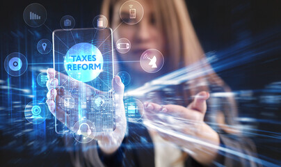 Business, Technology, Internet and network concept. Young businessman working on a virtual screen...