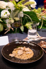 truffles mushroom  soup sprinkle with sliced black truffles