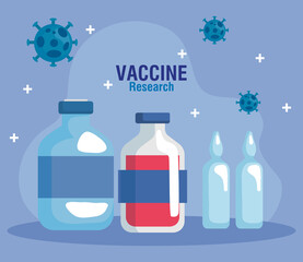 medical vaccine research coronavirus, medical vaccine research and educational microbiology for coronavirus covid19 vector illustration design
