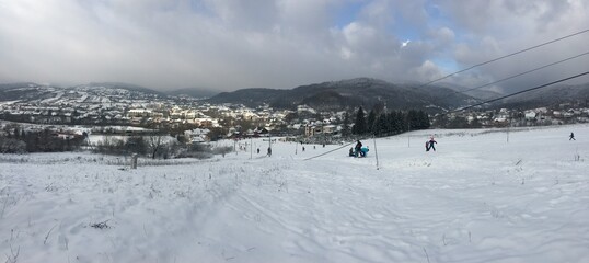 snow covered mountains