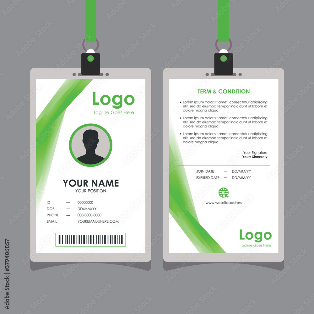 Poster abstract smooth natural id card design with blurry green mesh background element, professional ident