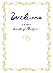 結婚式のウェルカムボード　線画　アンティーク