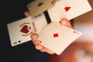 playing cards in an ace display