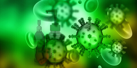 3d render Corona virus microscopic view