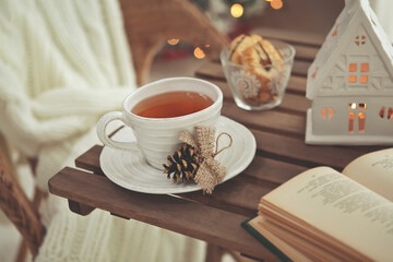 Christmas home decor, beautiful holiday decoration. High quality photo.