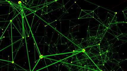 Background with connecting dots and lines. Big data visualization. 3d rendering.