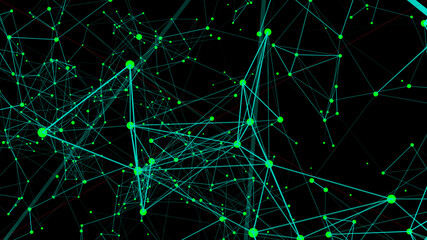 Background with connecting dots and lines. Big data visualization. 3d rendering.