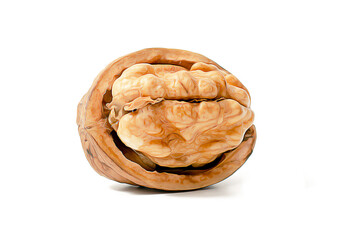 Obraz premium Chopped walnut isolated on white background. Close-up
