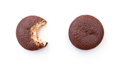 Chocolate cookies isolated on white