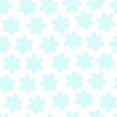 Cute simple winter season snowflackes seamless pattern template. Cartoon vector illustration for games, background, pattern, decor. Print for fabrics and other surfaces.