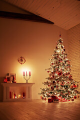 Christmas decor in the house. High quality photo.