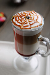 Caramel Latte Macchiato Coffee top view