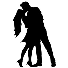 Romantic Couple kissing each other while dancing. Vectorgrafik. 