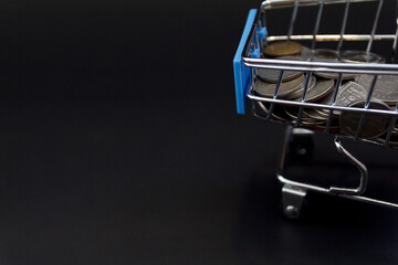 Coin and cart for Shopping day, supper sale concept