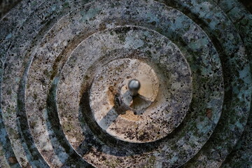 View from above of a sundial in Narni near Cardona Bridge, Terni, Umbria, Italy
