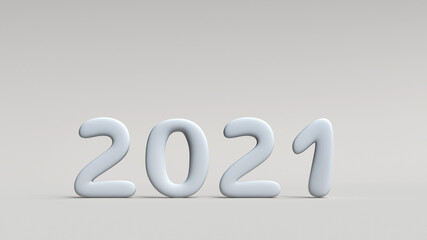 White text 2021 3D render illustration