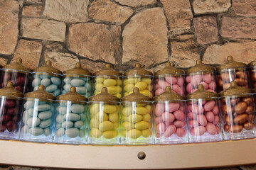 delicious and colorful dragee sugar
