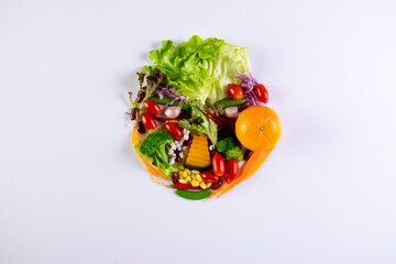 World food day, Vegetarian day or Vegan day concept. Breakfast meal on white table background.