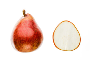 Sliced fresh juicy pears isolated on a white background.