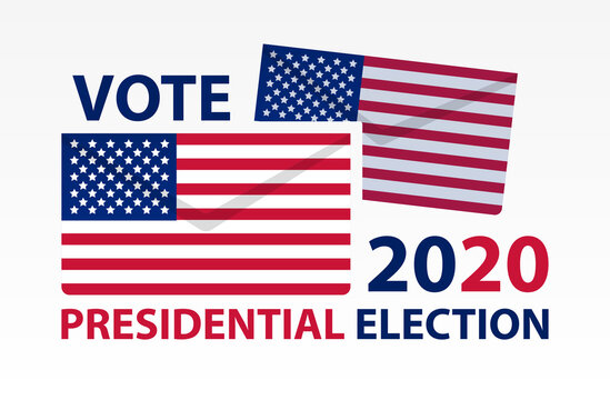 USA Presidential Election Vote poster design with the national flag and text for use as promotional material or in campaigning, colored vector illustration