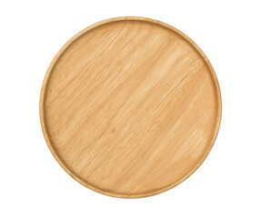 Empty wooden plate isolated on white background