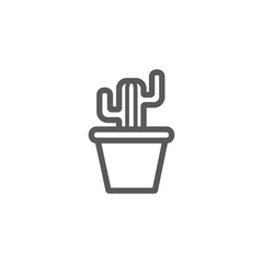 Plant pot cactus line icon. Vector signs for web graphics.