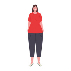 Fototapeta premium Plus size woman cartoon design, Young model overweight fashion attractive adult style fashionable weight and curvy theme Vector illustration