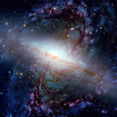 Obraz premium Spiral nebula and light ray in deep space. Elements of this image furnished by NASA