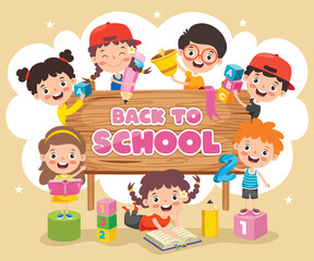 Back To School Concept With Funny Children	
