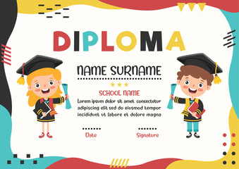 Diploma Certificate For Preschool And Elementary School Kids