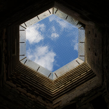 looking up through the skylight