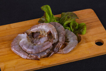 Raw king prawns ready for cooking