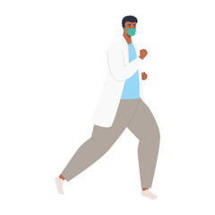 man doctor with mask running design of medical care and covid 19 virus theme Vector illustration