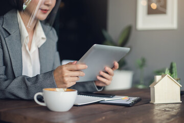 New normal business woman work from home.