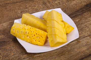 Sliced sweet ripe tasty pineapple