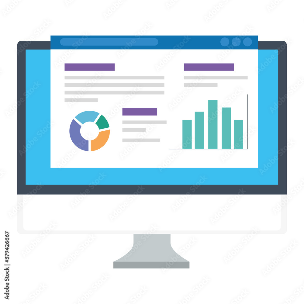 Canvas Prints nfographic charts on website in front of computer design, data information and analytics theme vecto