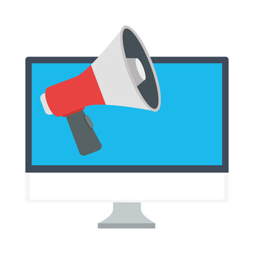 recommend clip art: computer with megaphone design, Digital technology communication theme Vector illustration
