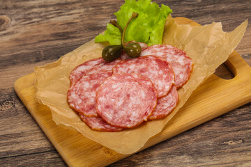 Spanish Salchichon sausage with salad