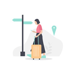 vector women travel holiday flat illustration concept