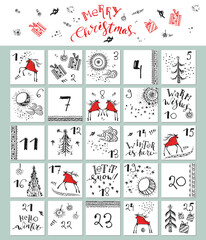 Hand drawn christmas advent calendar