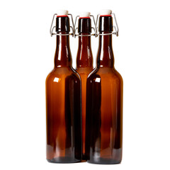 Flip-top beer or cider bottles isolated on white background