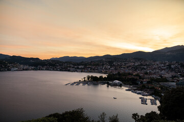 Lugano Swiss Switzerland Ticino Tessin Sunset Mountain