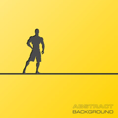 Abstract flat design concept with Muscular Man Silhouette Lifting Weightsillustration on yellow background. Vector collection. Fitness icon