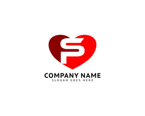 Initial Letter SP Heart Love Logo Icon Design Template Element