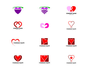 Set of Heart Love Logo Template Vector Icon Design