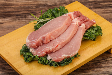 Raw pork steak for cooking
