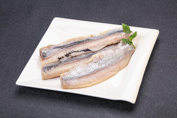 Herring fillet in the bowl