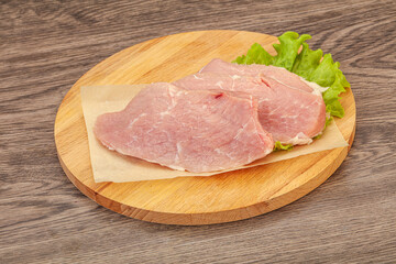 Raw pork steak for cooking