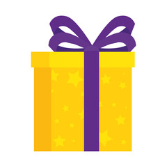 Gift with bowtie design, happy birthday celebration decoration party festive and surprise theme Vector illustration