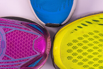 Close up of colorful sport shoes. Sport concept